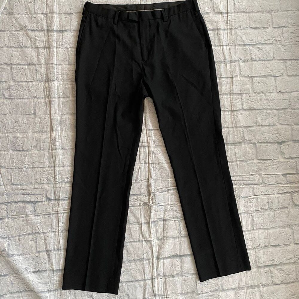 Louis Raphael tailored men 38/34 wool blend pull on dress pants black